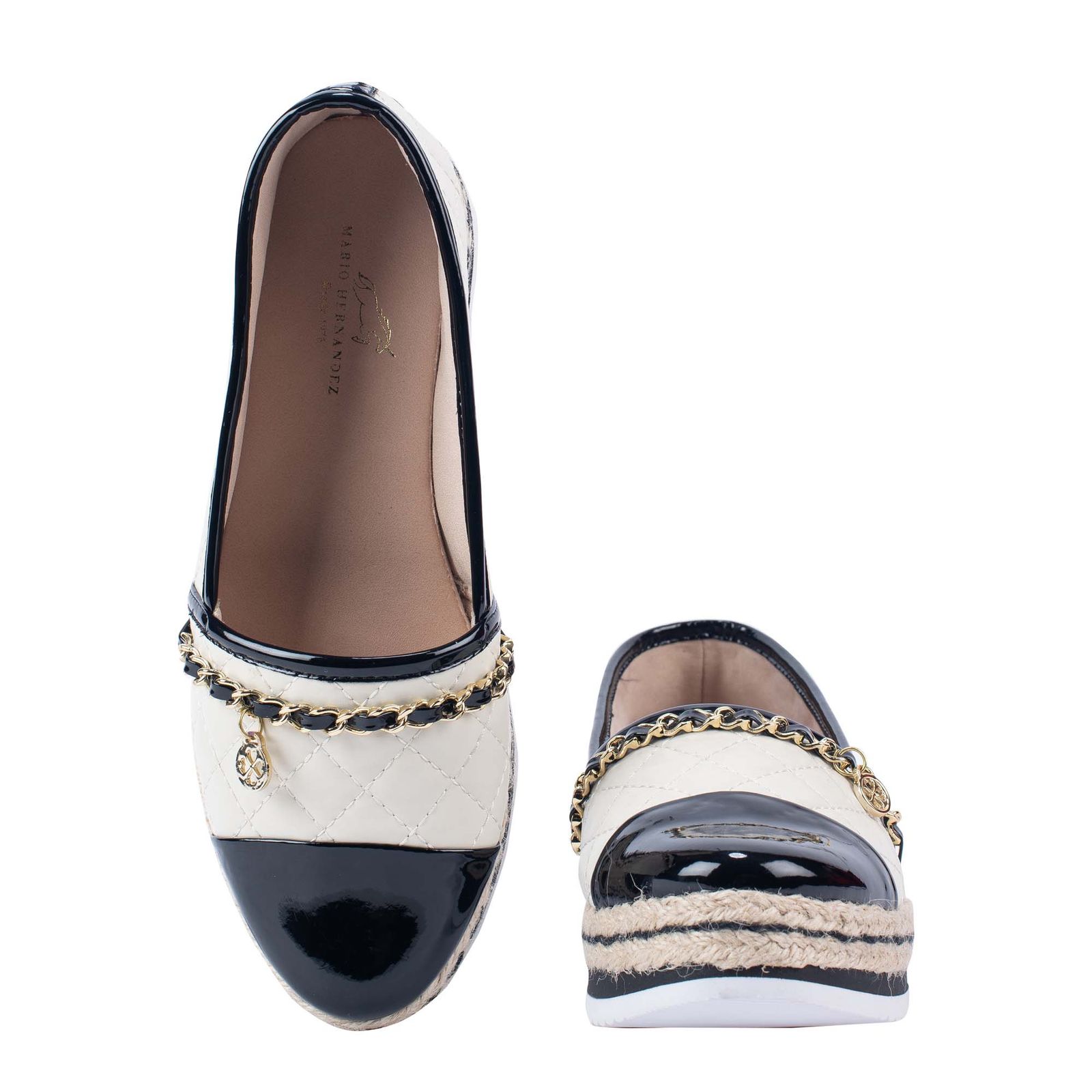 Baletas Yute Chia Blanco Negro Julia