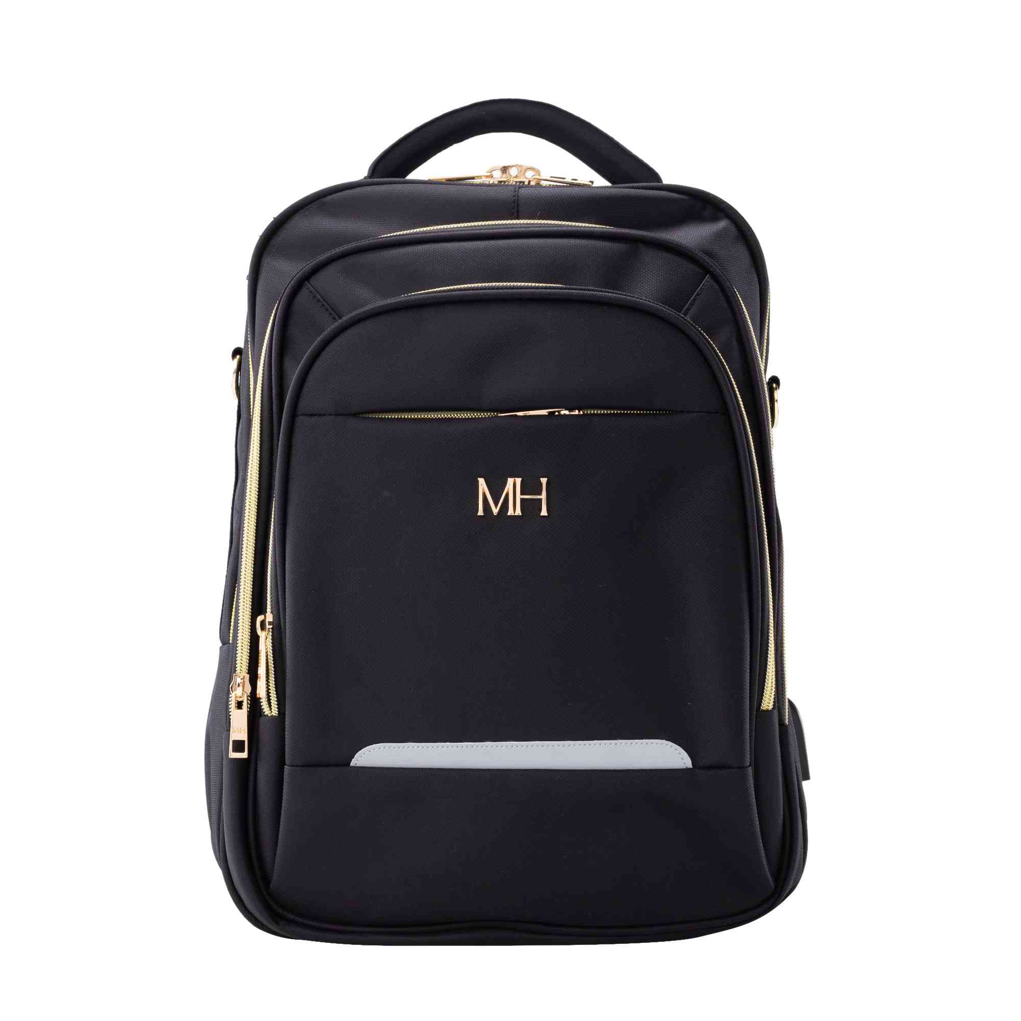 Morral 3 cremalleras compacto negro oro Indianapolis