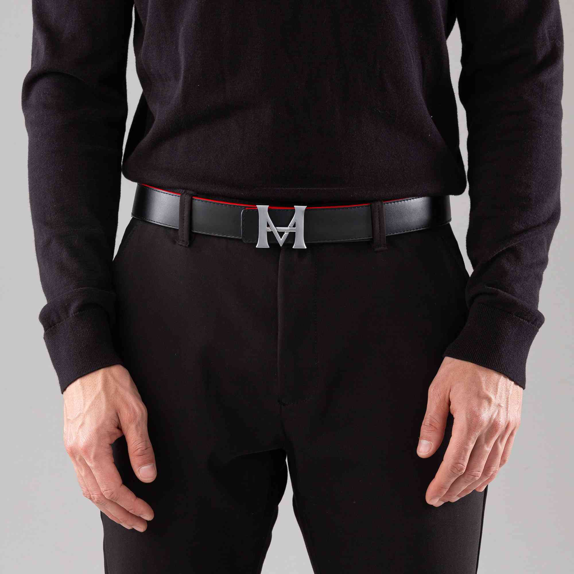 Cinturón Casual Monograma Doble Faz Negro Cayena