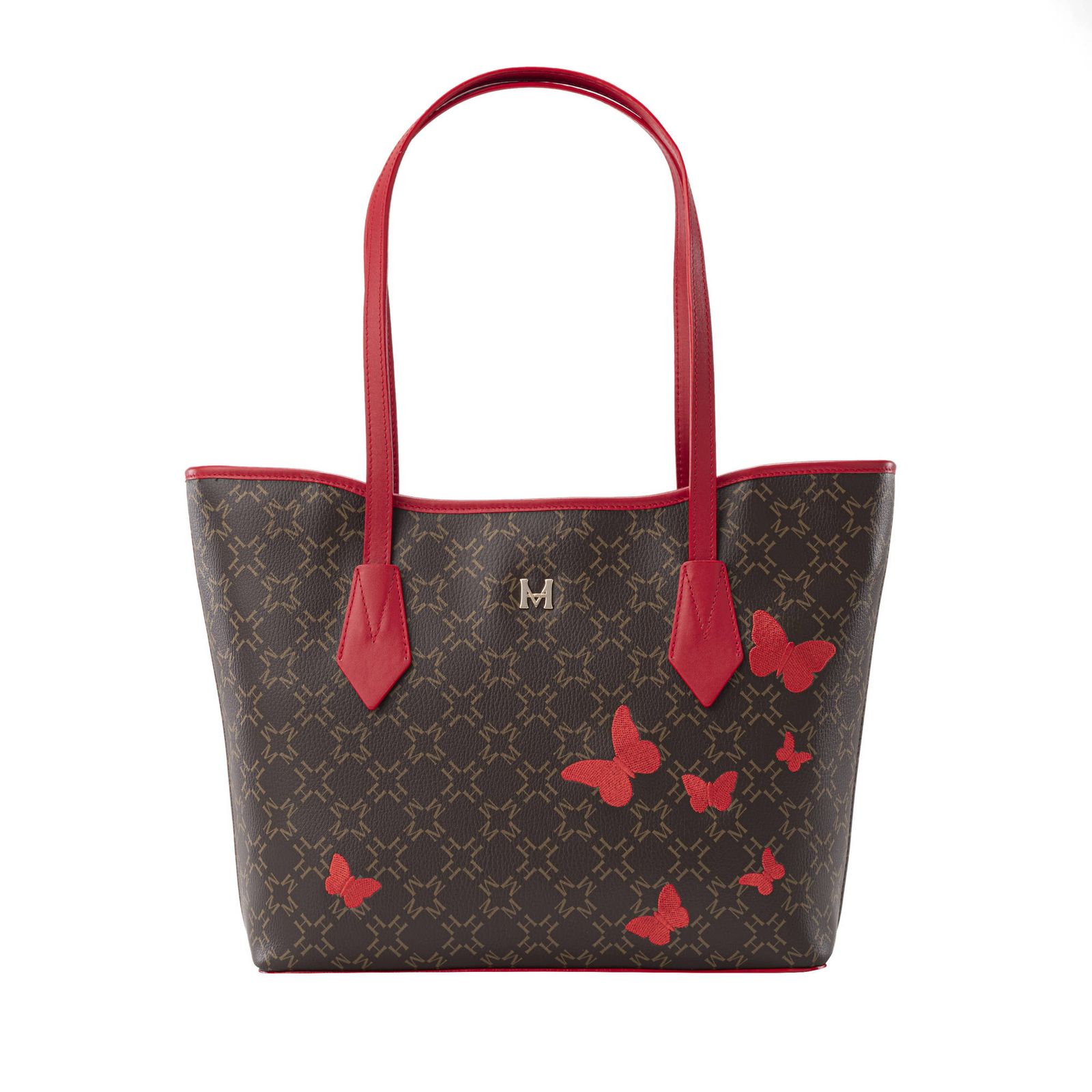 Tote Alas Mediano Café Rojo Primario Mariposas