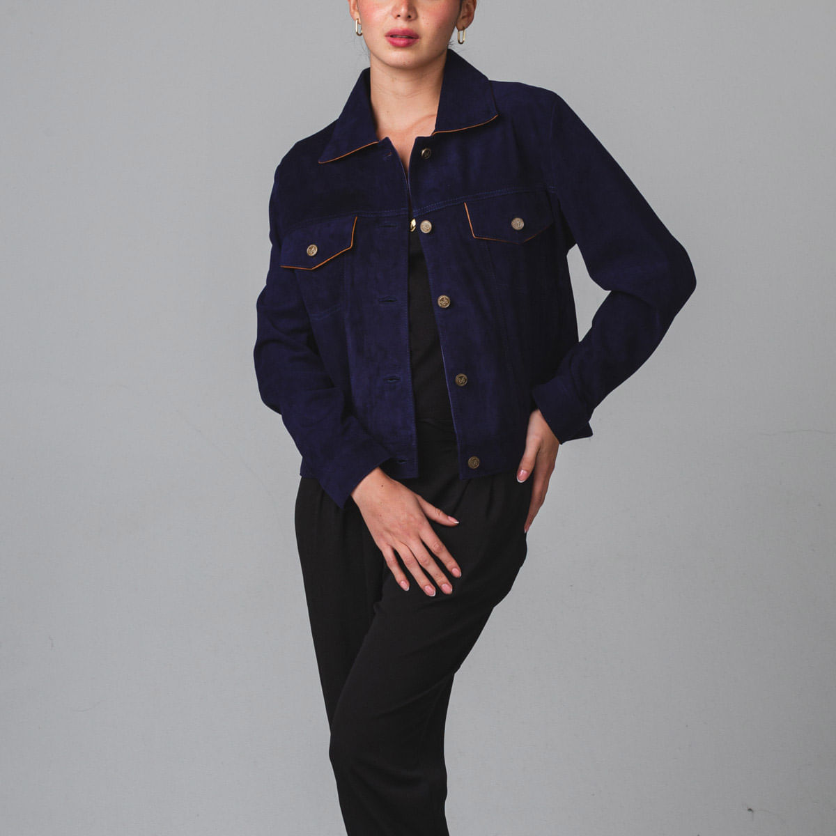 Chaqueta Casual Zafiro Alas Azul Gamuza Gema MH