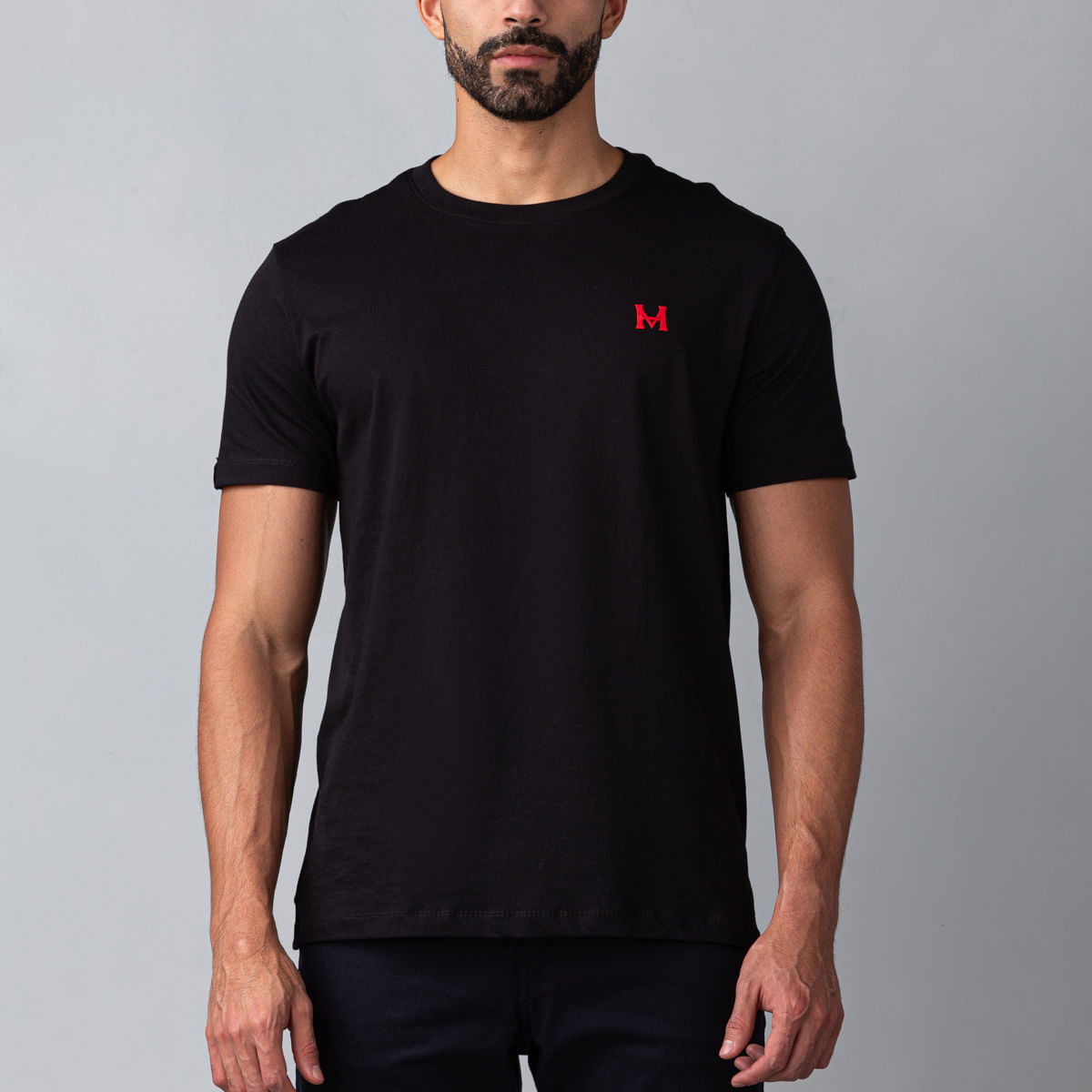 Camiseta Tropical MHonograma Negro Tierra Arriba