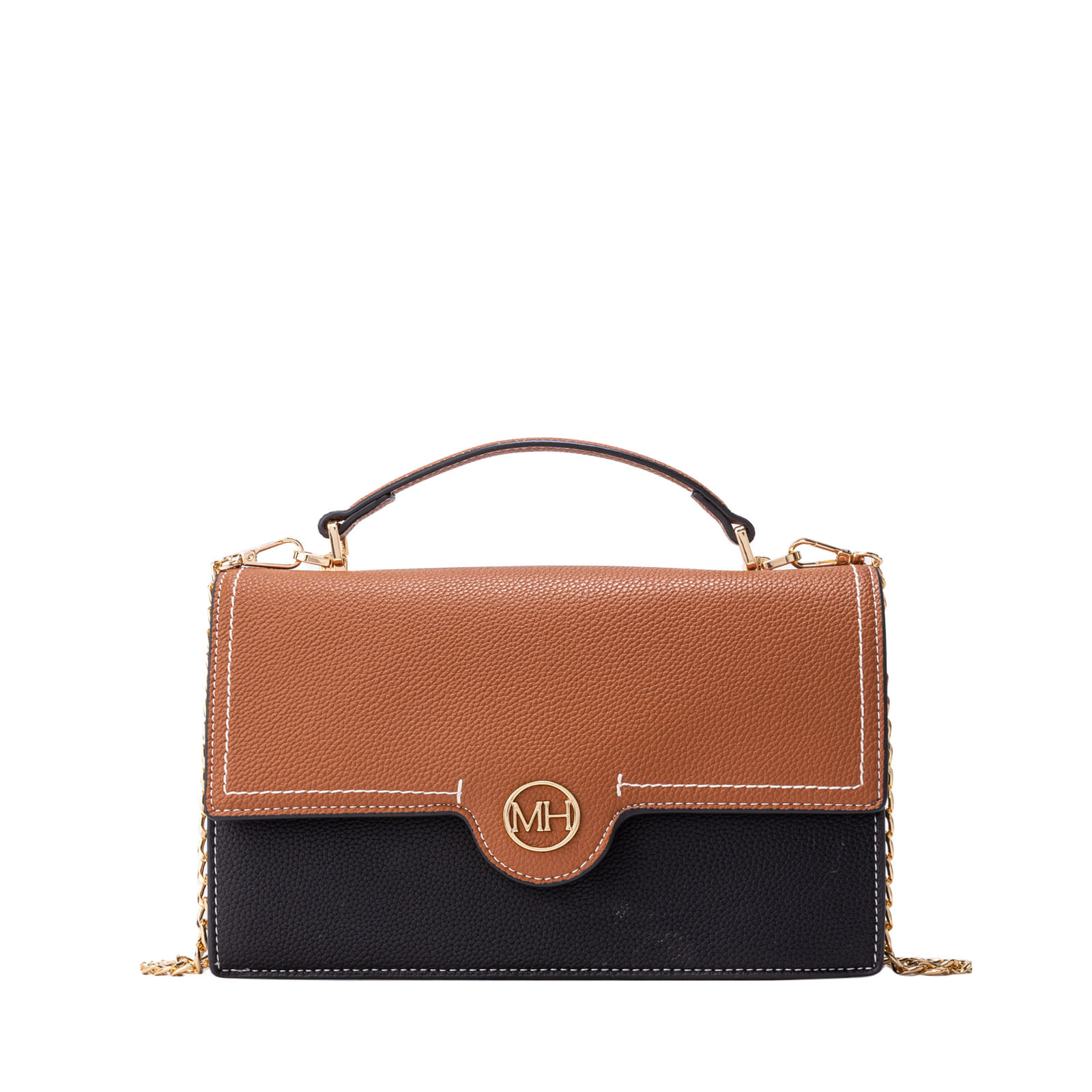 Bolso De Mano Becca Negro Camel Binanti