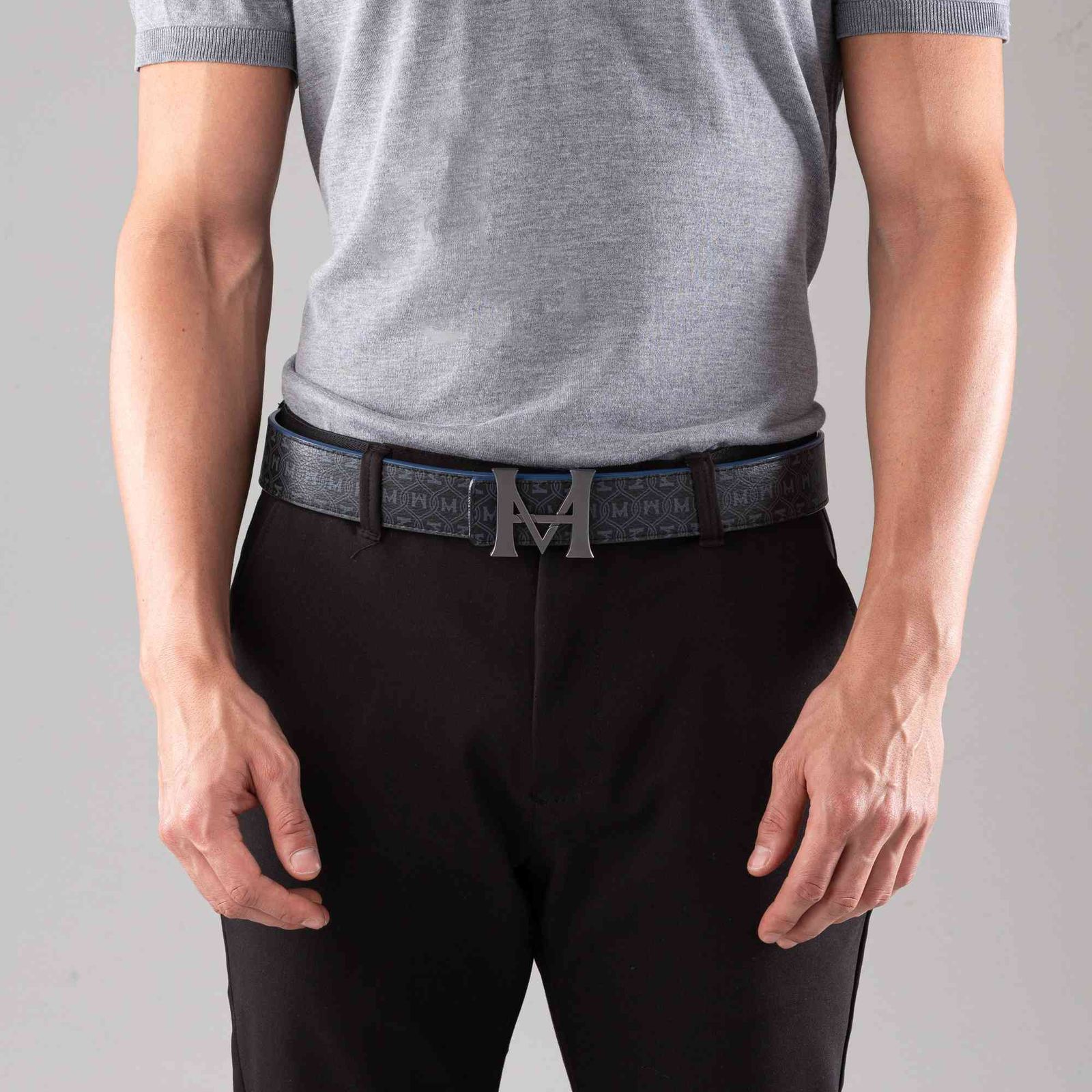 Cinturón Casual Monograma Doble Faz Noche Azul