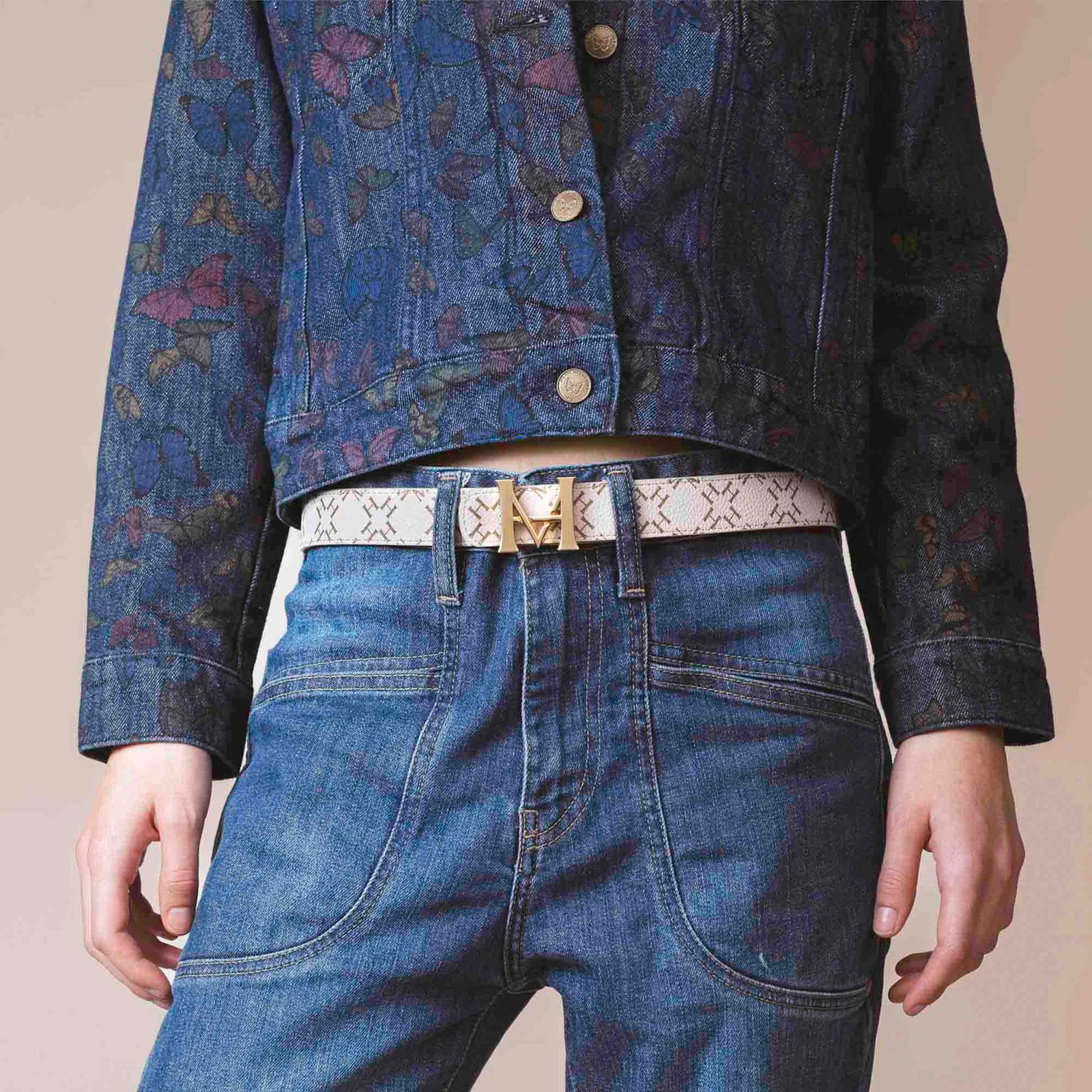 Cinturón Casual Monograma Doble Faz Primario Café Beige