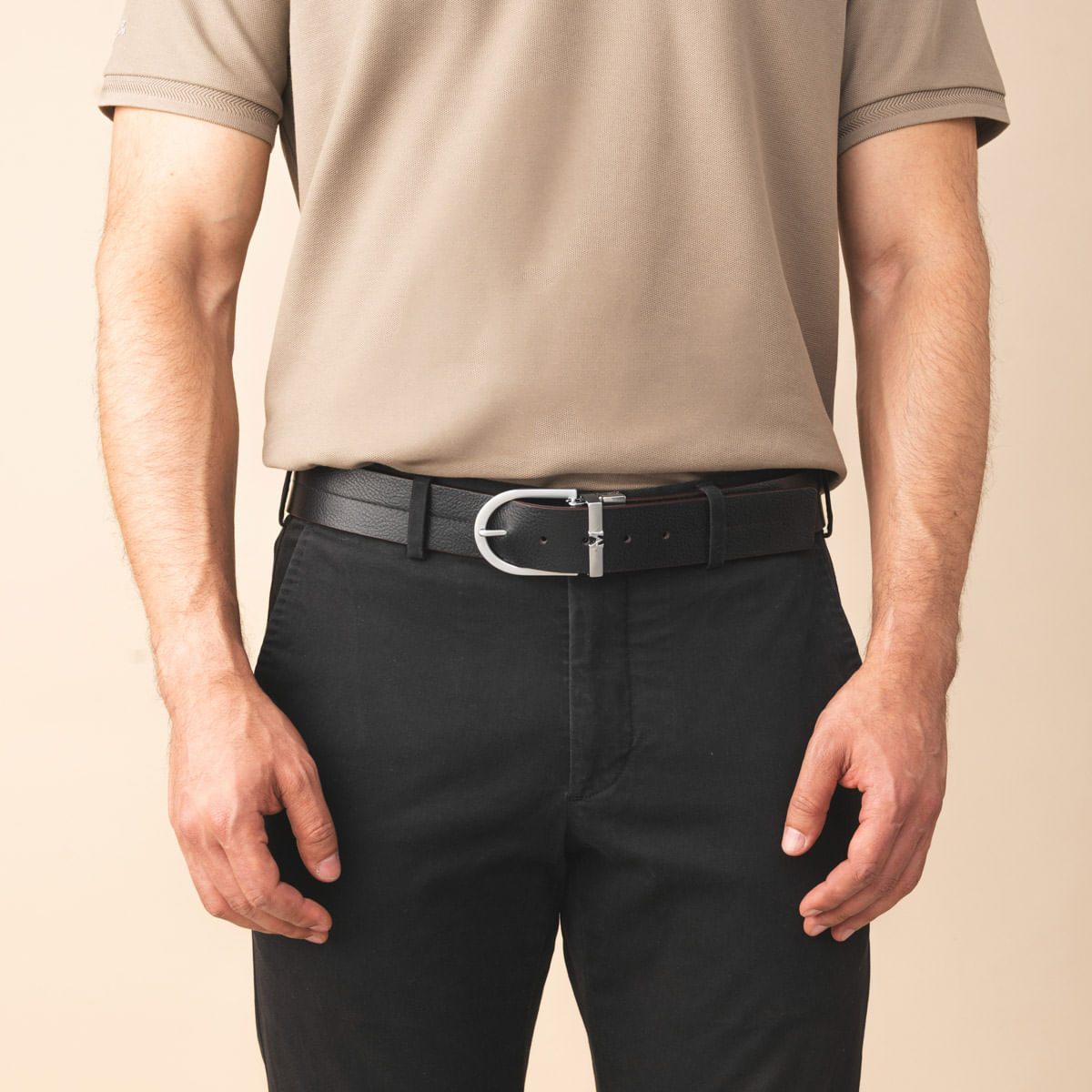 Cinturón Casual Sahara Monograma Negro Café Lt