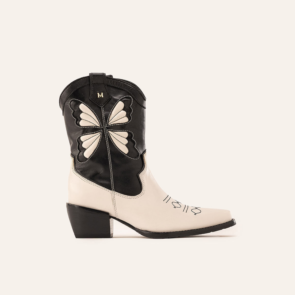 Botas Jerez Caña Media Negro Blanco Glamour